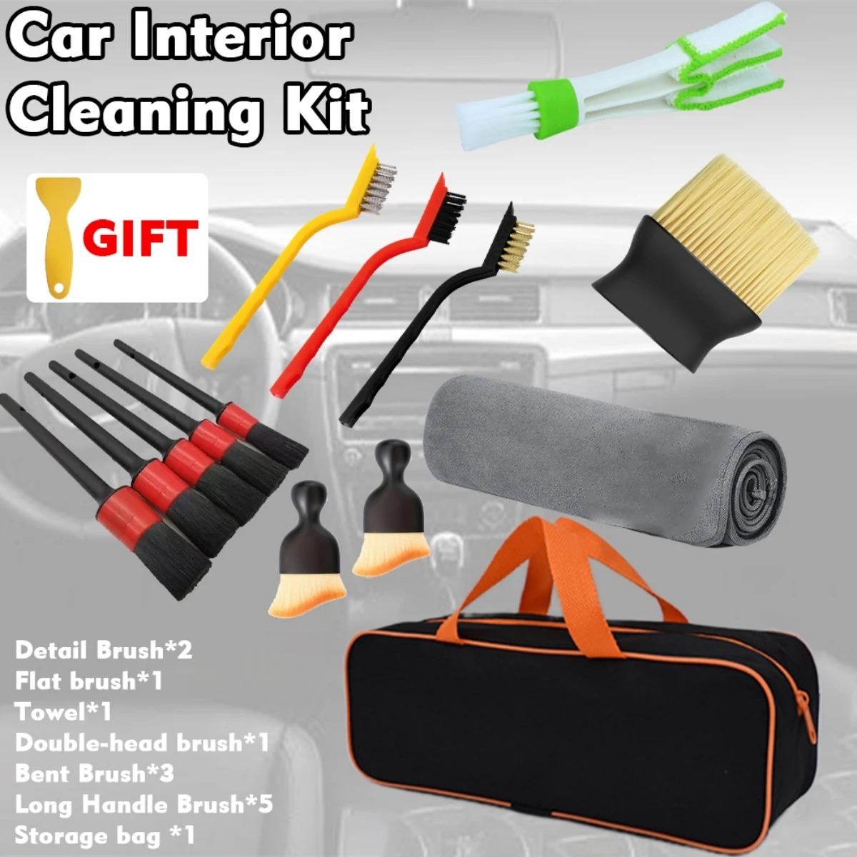 Dirt Brush Interior - Zestaw szczotek do czyszczenia samochodu 1-15